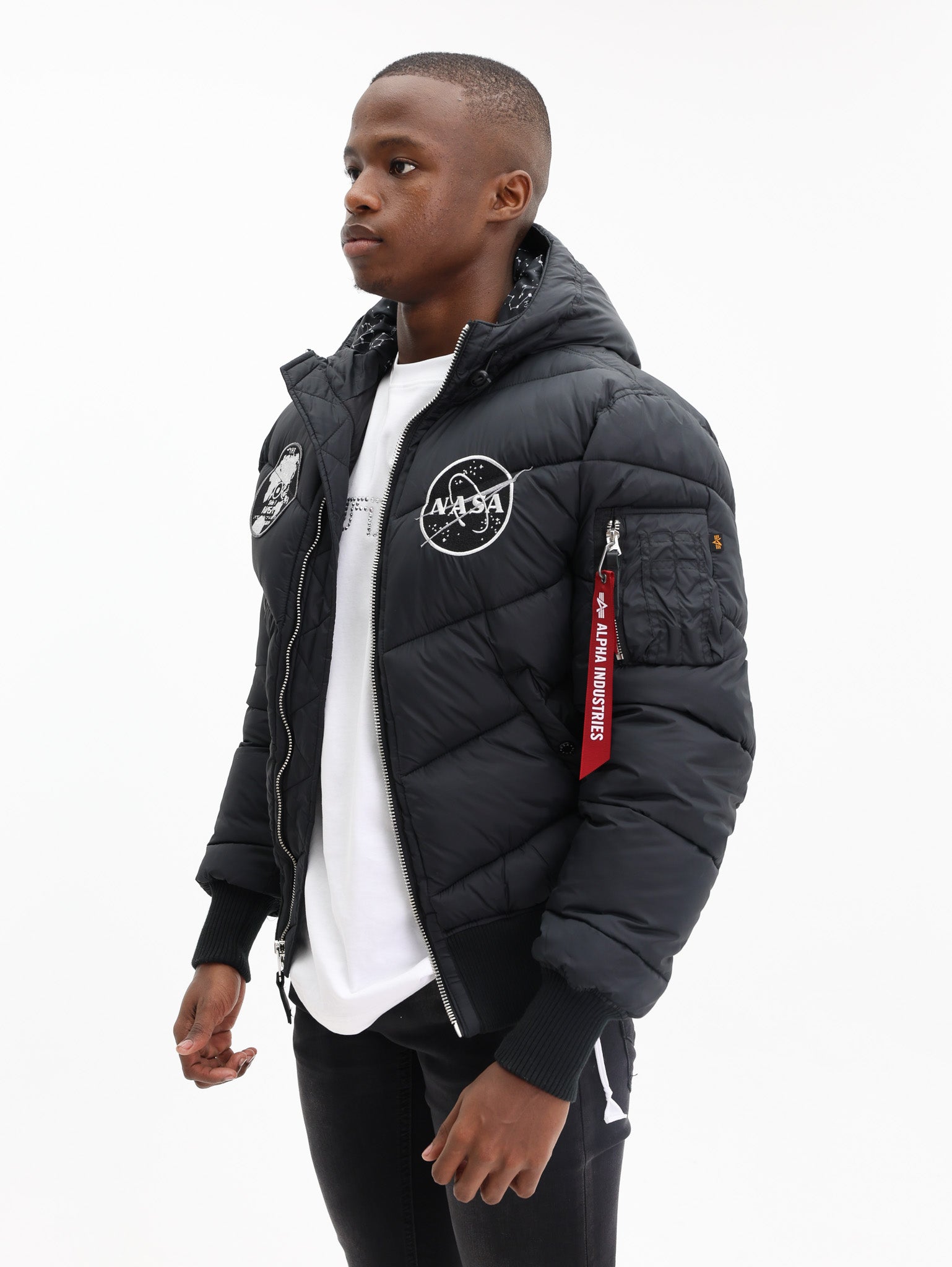 Alpha Jacket Hooded Puffer Voyager Black